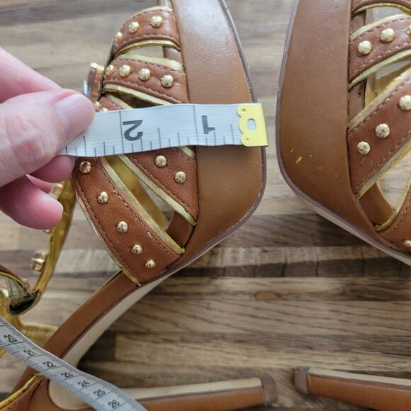 6" Fancy Studded & Embellished Extra High Heel Strappy Leather Stiletto Sandals - Picture 7 of 16